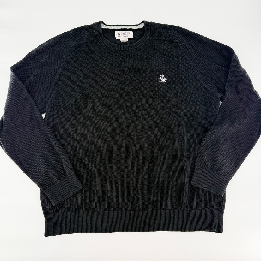 ORIGINAL PENGUIN Blue Cotton Waffle Knit Crewneck Sweater Mens XXL Pullover